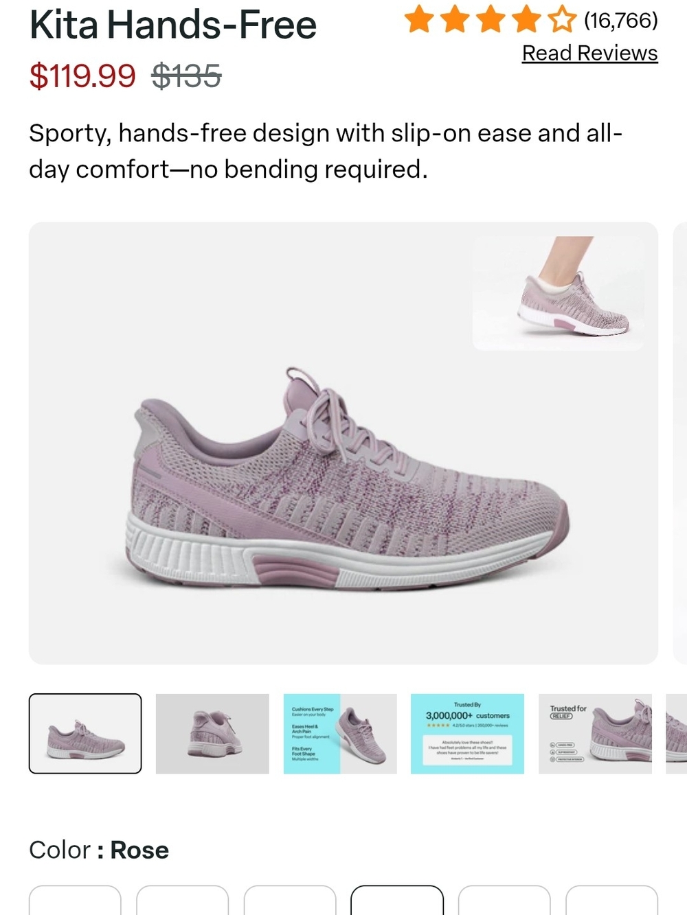 Kita Hands-Free Women's Slip-On Sneakers in Rose